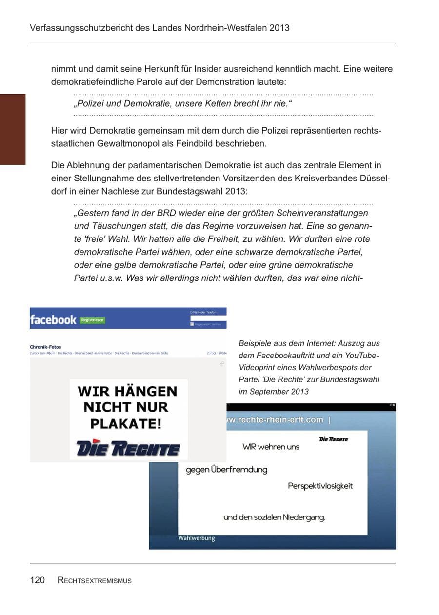 Seite 122 des Verfassungsschutzbericht 2013 Nordrhein-Westfalen