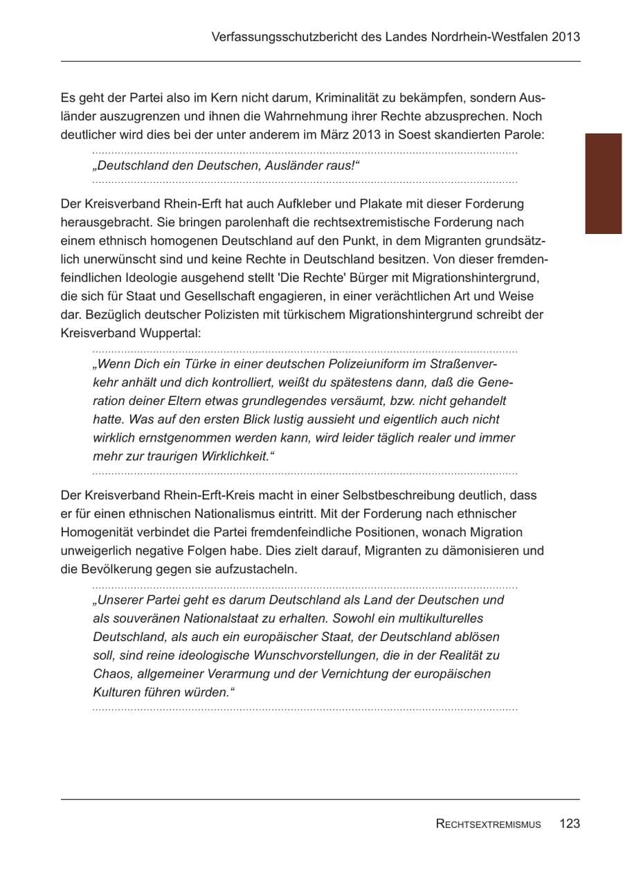 Seite 125 des Verfassungsschutzbericht 2013 Nordrhein-Westfalen