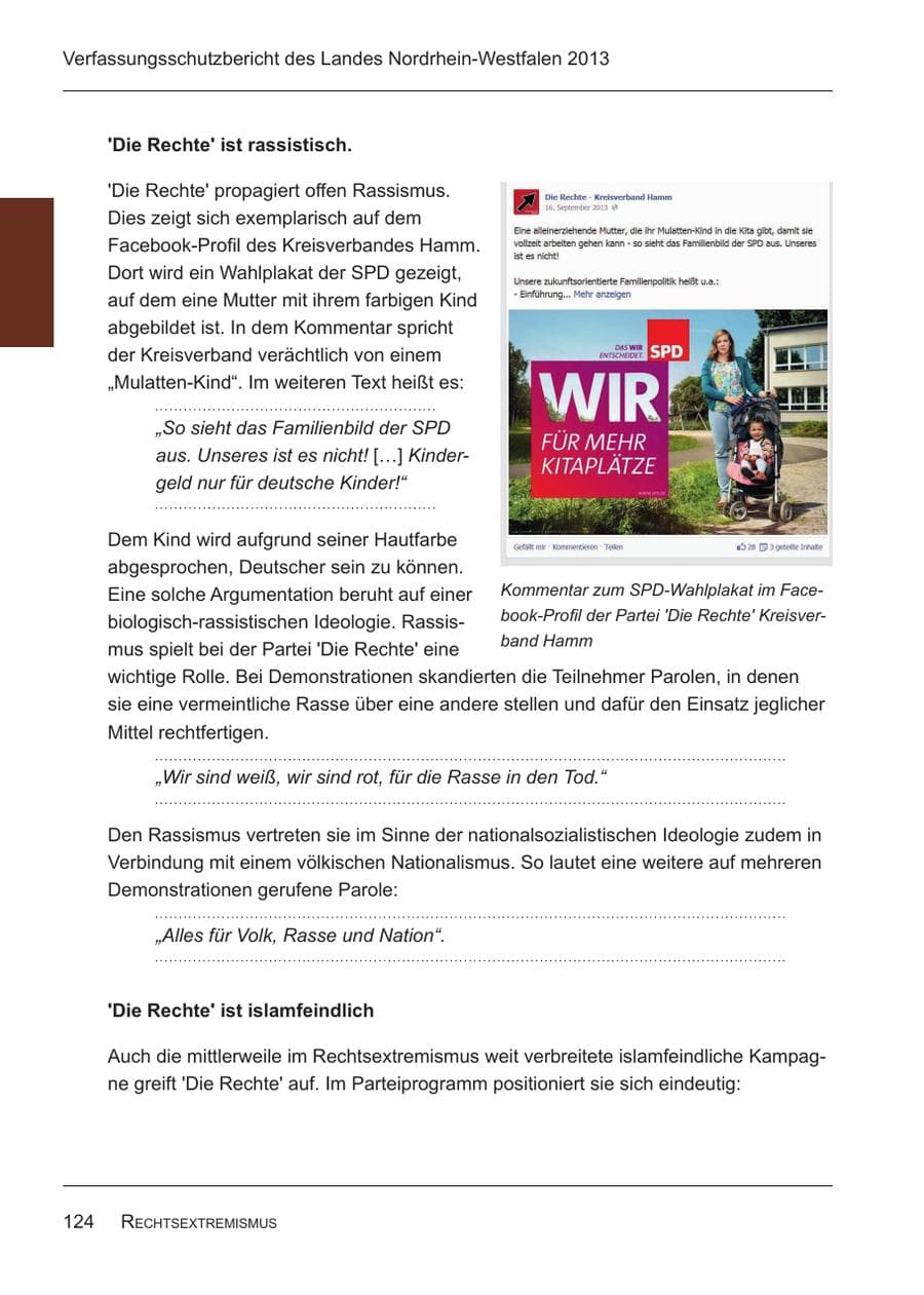 Seite 126 des Verfassungsschutzbericht 2013 Nordrhein-Westfalen
