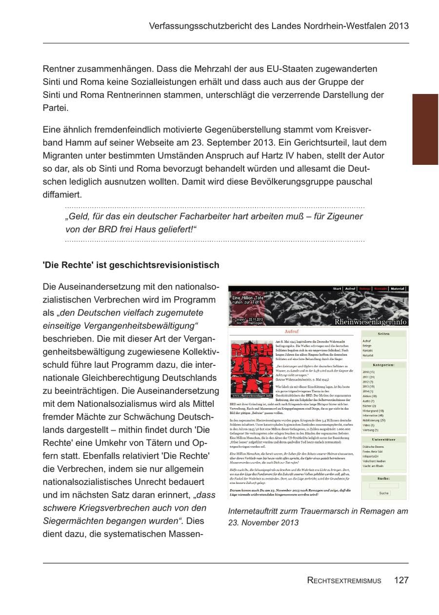 Seite 129 des Verfassungsschutzbericht 2013 Nordrhein-Westfalen