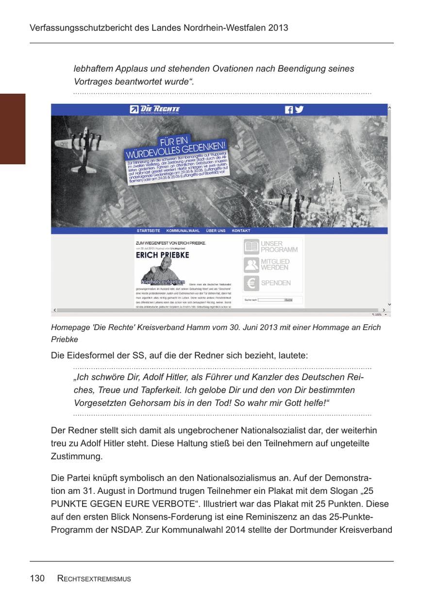 Seite 132 des Verfassungsschutzbericht 2013 Nordrhein-Westfalen