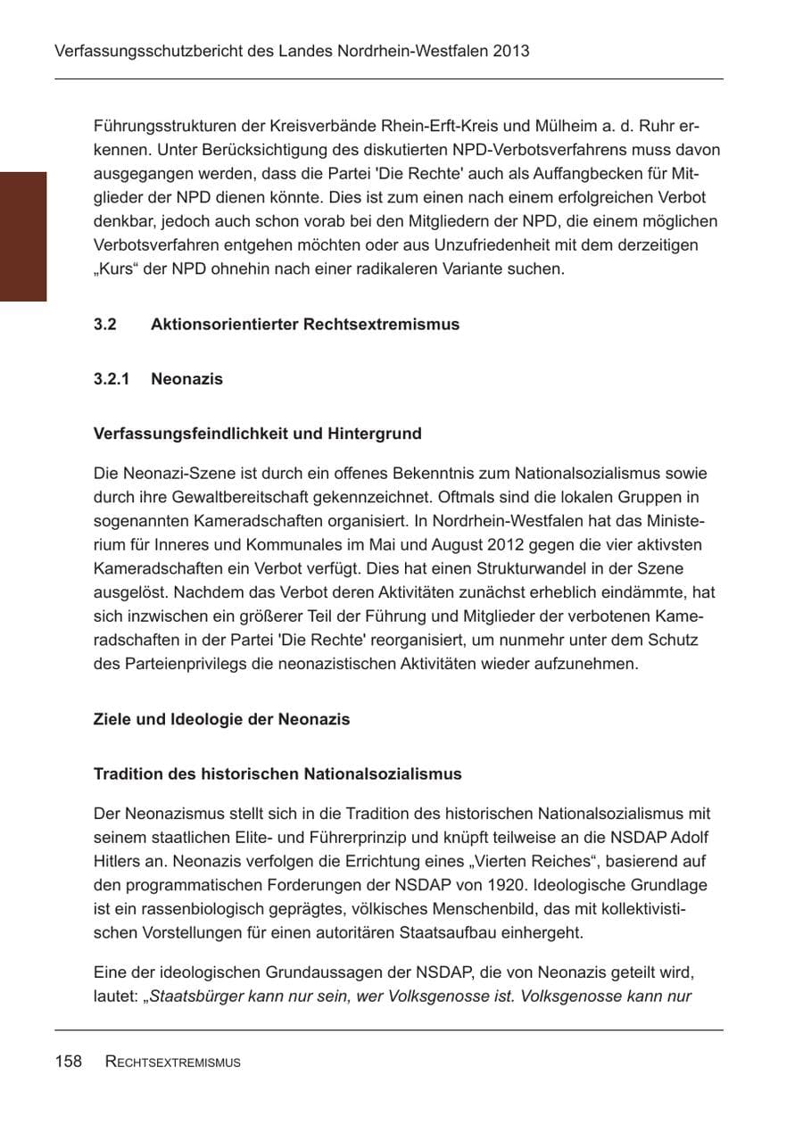Seite 160 des Verfassungsschutzbericht 2013 Nordrhein-Westfalen