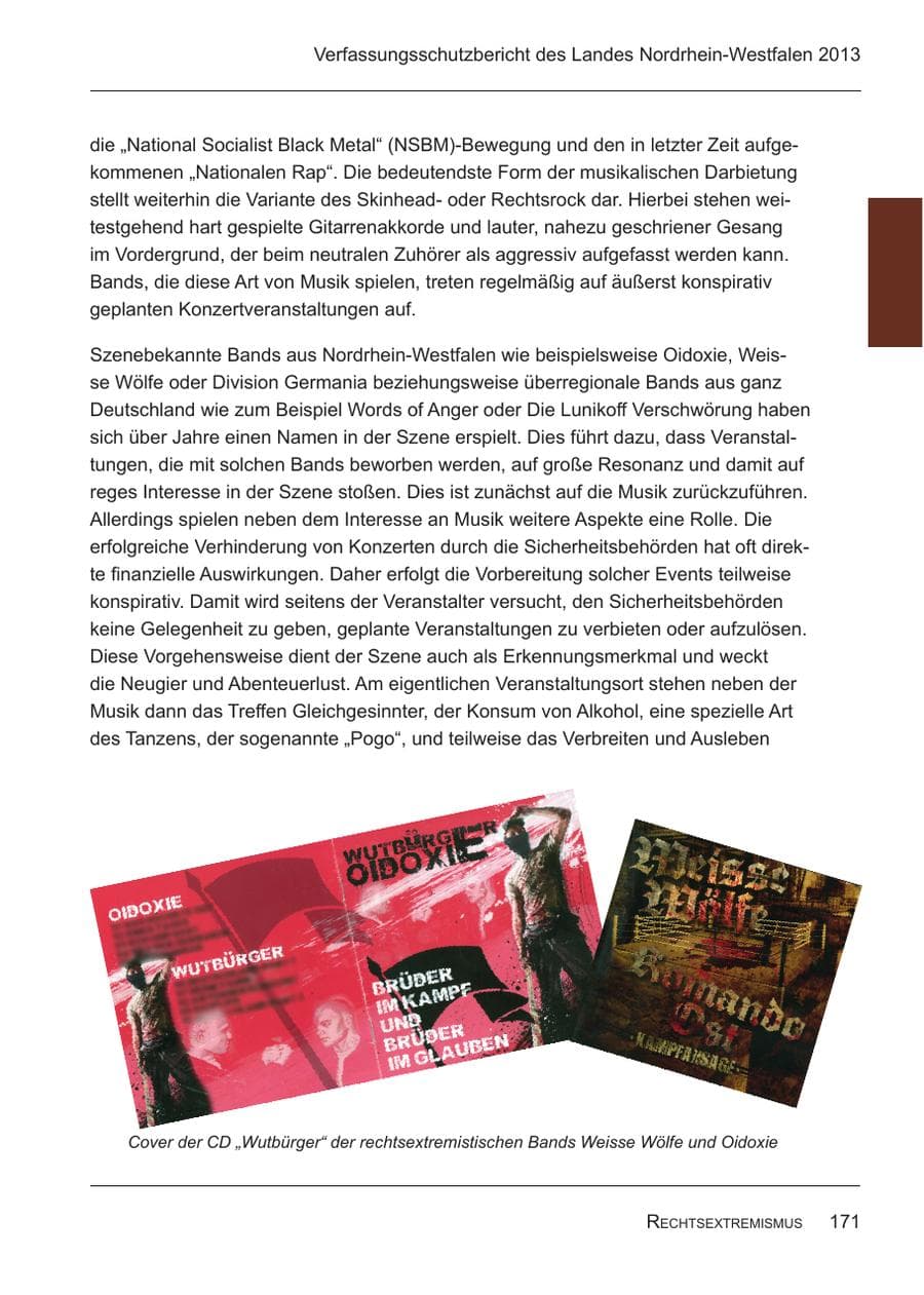 Seite 173 des Verfassungsschutzbericht 2013 Nordrhein-Westfalen