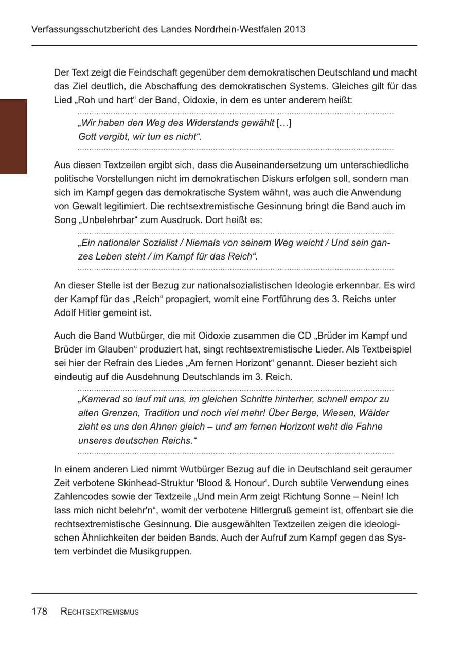 Seite 180 des Verfassungsschutzbericht 2013 Nordrhein-Westfalen