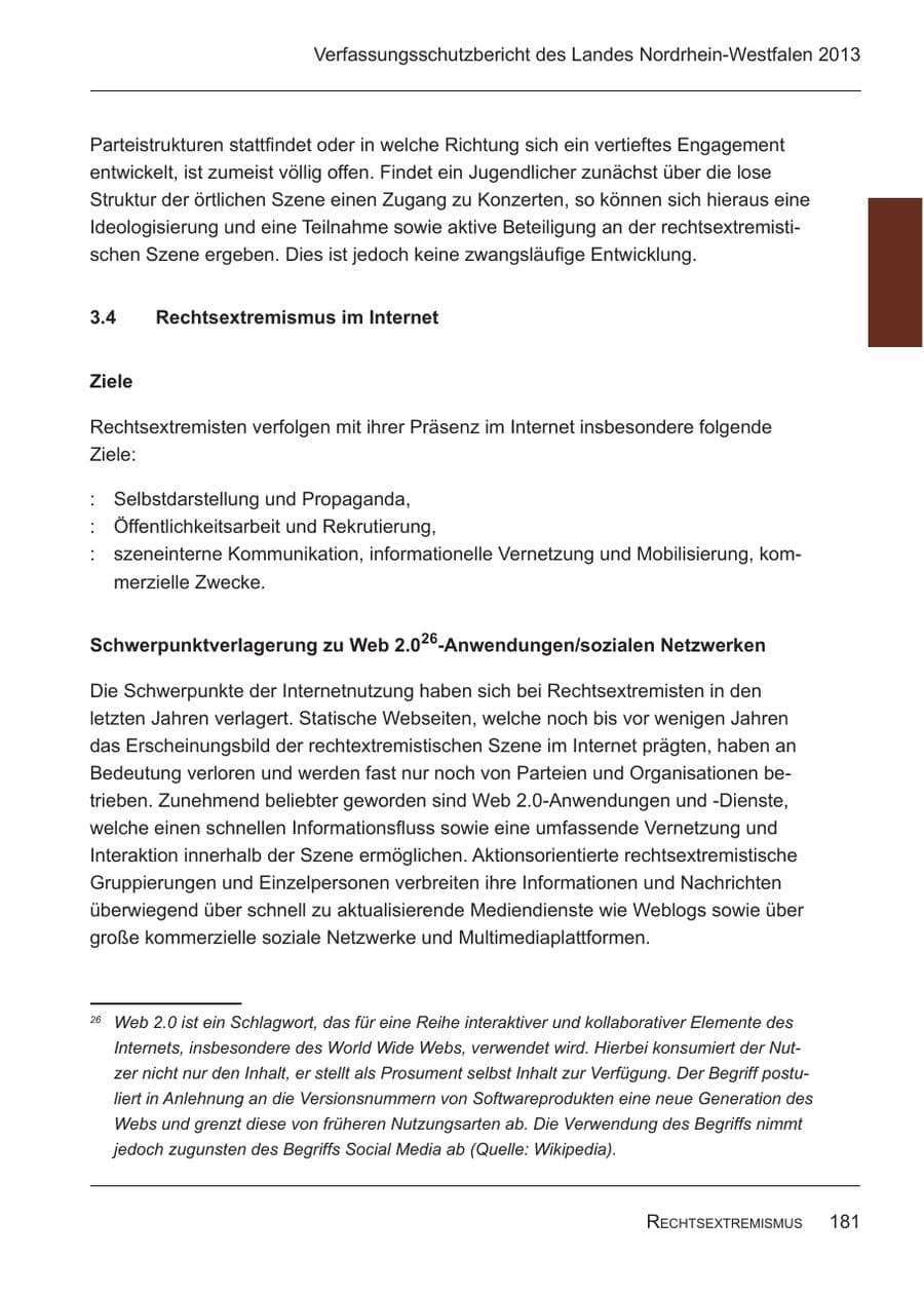 Seite 183 des Verfassungsschutzbericht 2013 Nordrhein-Westfalen