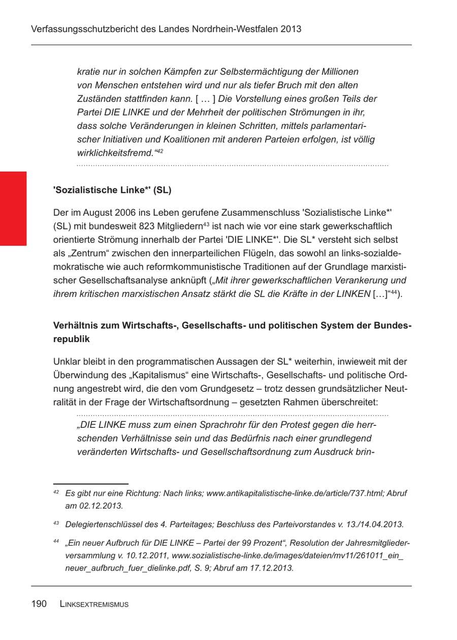 Seite 192 des Verfassungsschutzbericht 2013 Nordrhein-Westfalen