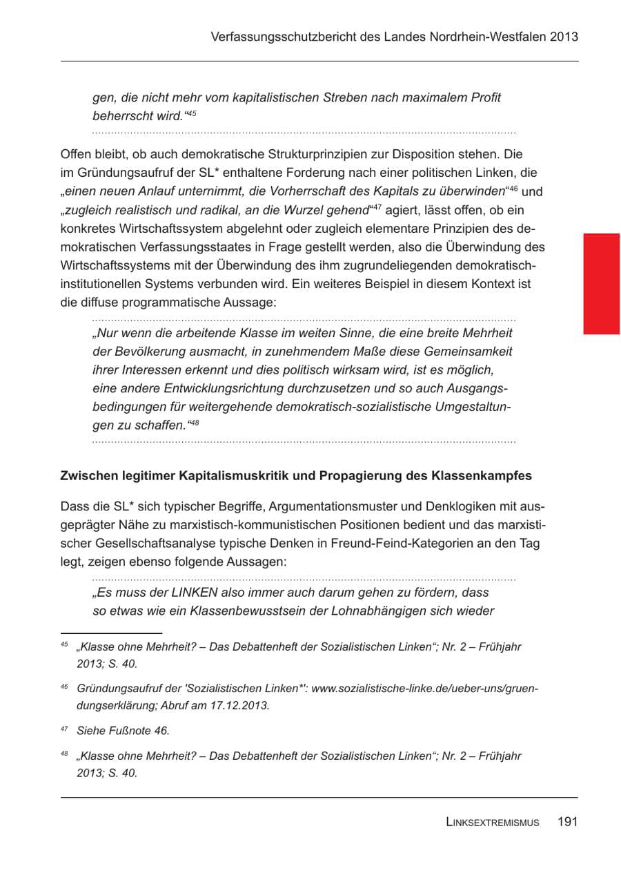Seite 193 des Verfassungsschutzbericht 2013 Nordrhein-Westfalen