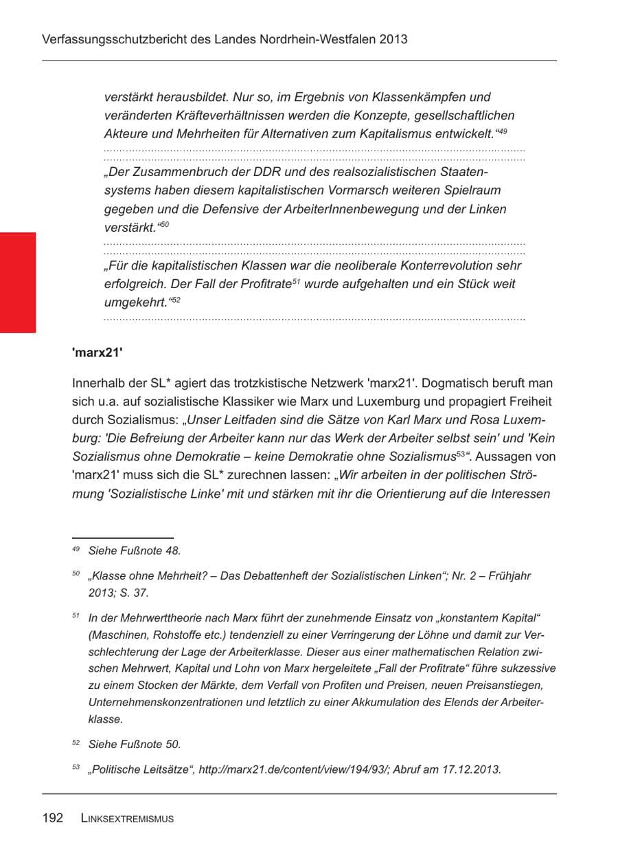 Seite 194 des Verfassungsschutzbericht 2013 Nordrhein-Westfalen