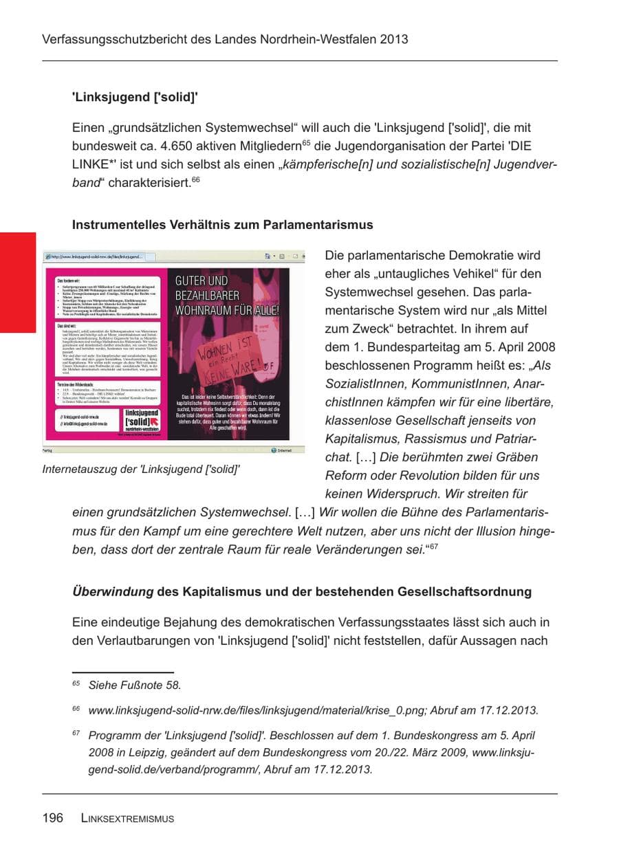 Seite 198 des Verfassungsschutzbericht 2013 Nordrhein-Westfalen