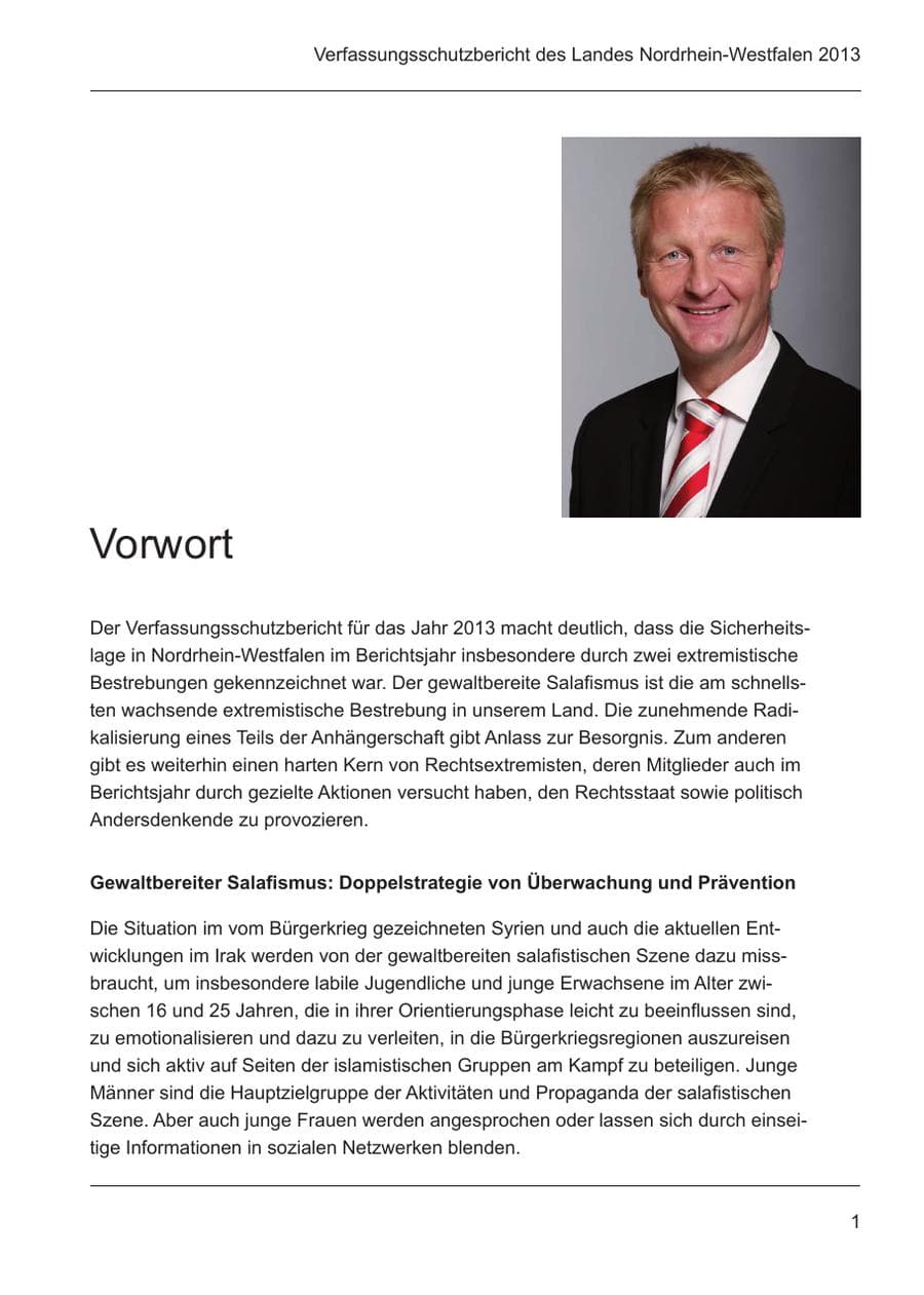 Seite 3 des Verfassungsschutzbericht 2013 Nordrhein-Westfalen