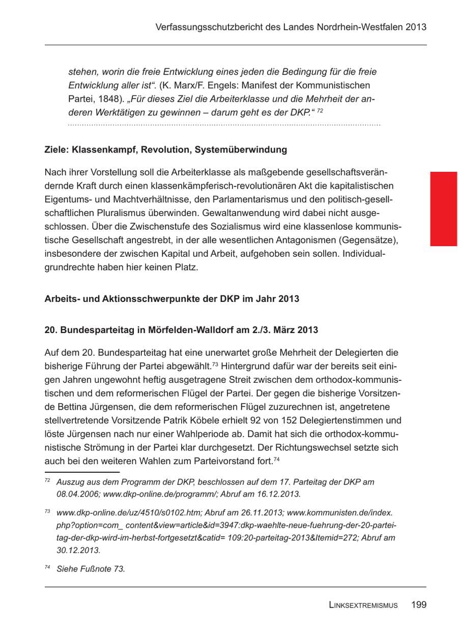 Seite 201 des Verfassungsschutzbericht 2013 Nordrhein-Westfalen