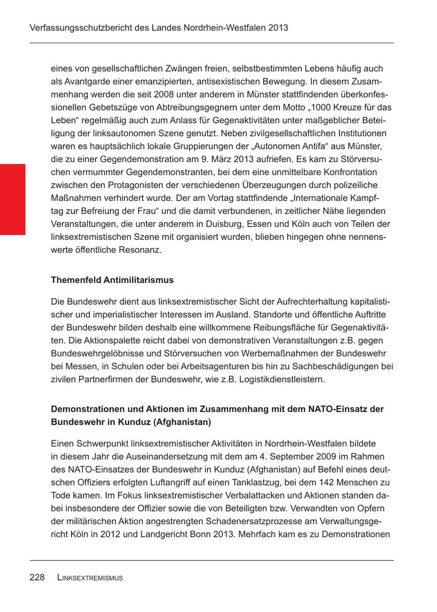 Seite 230 des Verfassungsschutzbericht 2013 Nordrhein-Westfalen