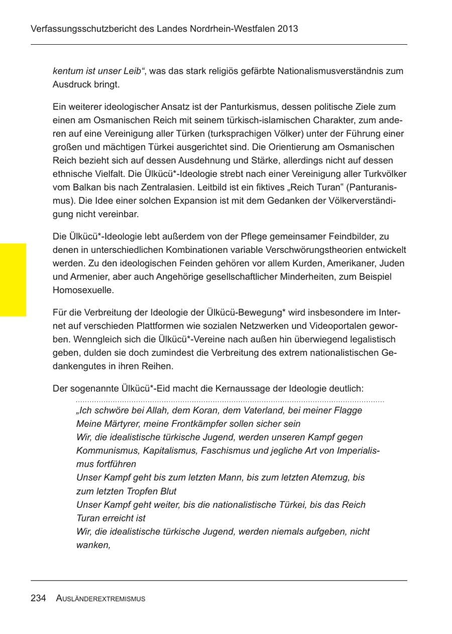 Seite 236 des Verfassungsschutzbericht 2013 Nordrhein-Westfalen