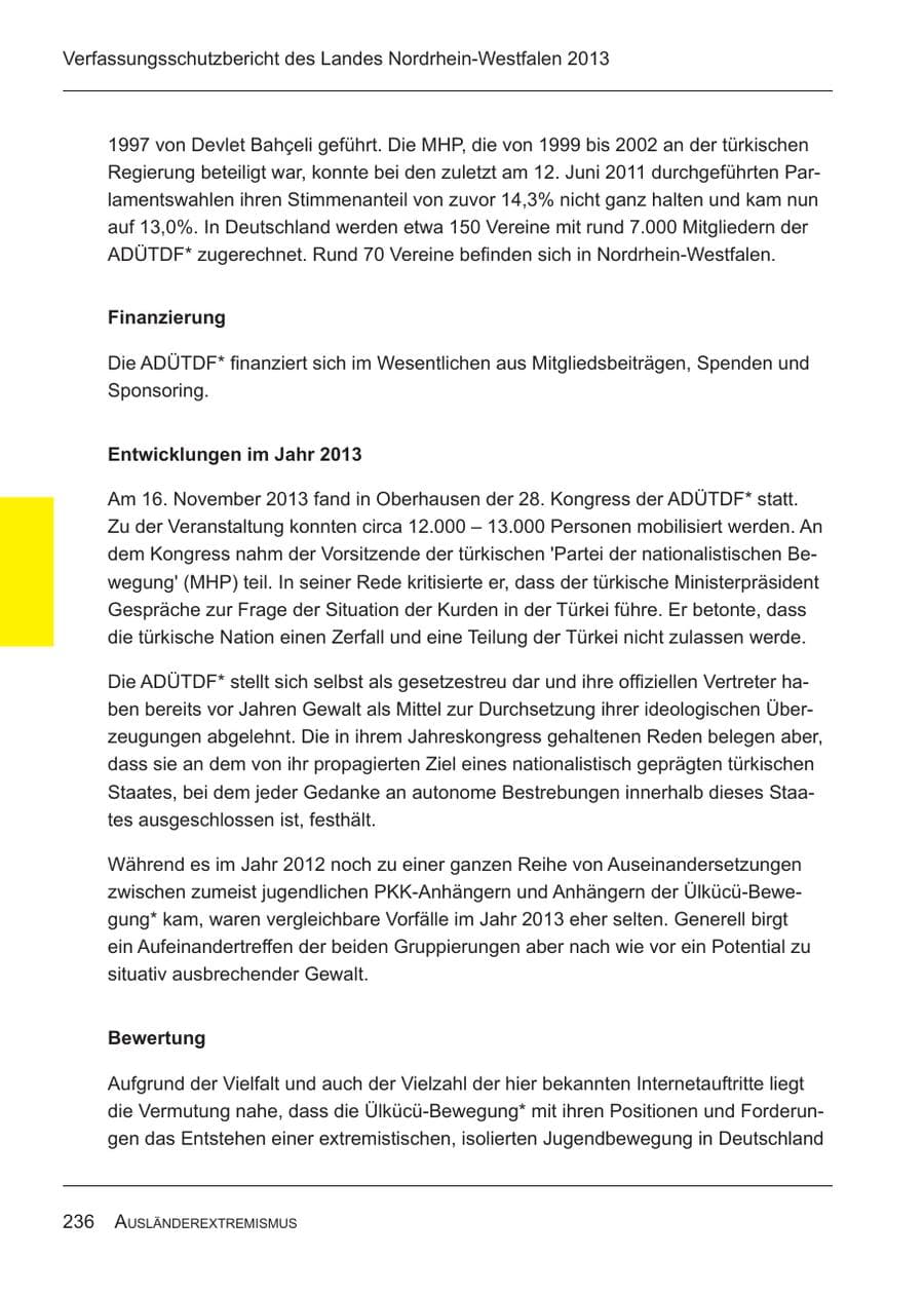 Seite 238 des Verfassungsschutzbericht 2013 Nordrhein-Westfalen