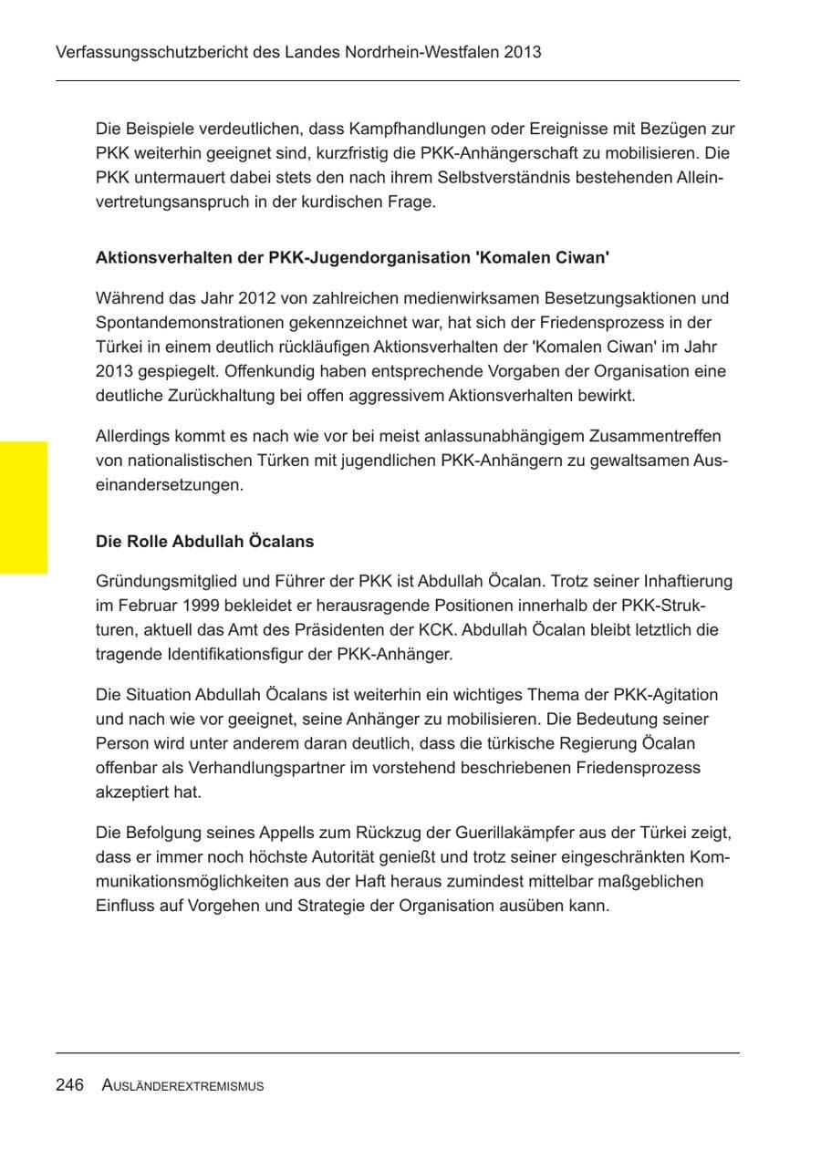 Seite 248 des Verfassungsschutzbericht 2013 Nordrhein-Westfalen