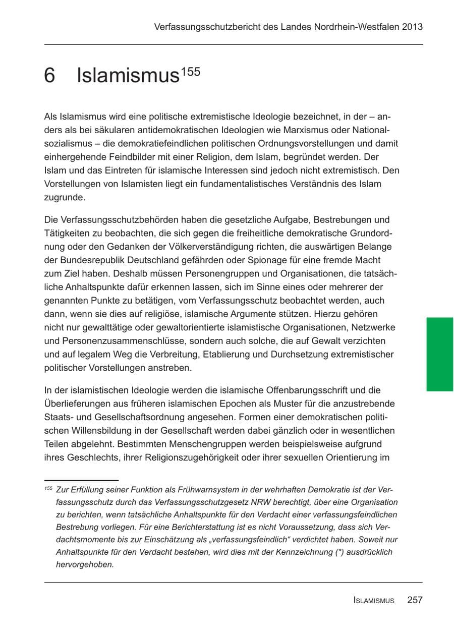 Seite 259 des Verfassungsschutzbericht 2013 Nordrhein-Westfalen