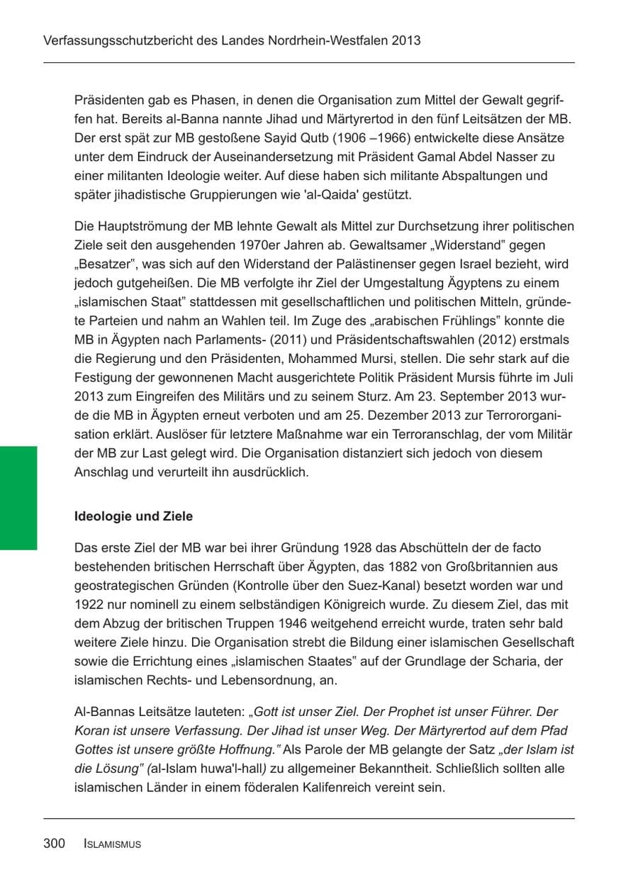 Seite 302 des Verfassungsschutzbericht 2013 Nordrhein-Westfalen