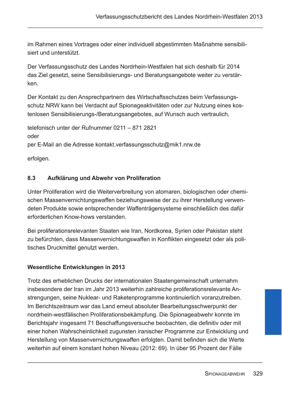Seite 331 des Verfassungsschutzbericht 2013 Nordrhein-Westfalen