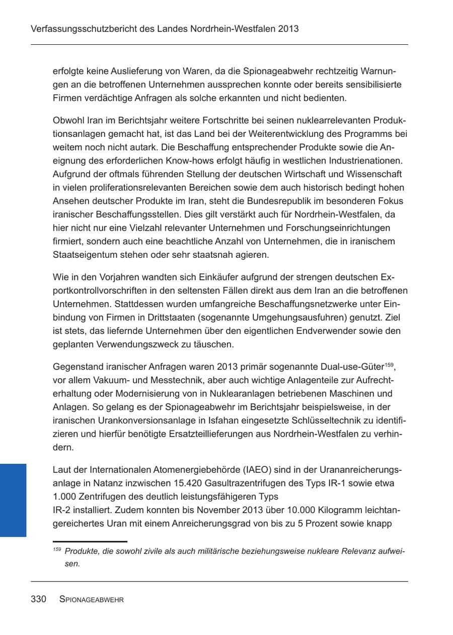 Seite 332 des Verfassungsschutzbericht 2013 Nordrhein-Westfalen