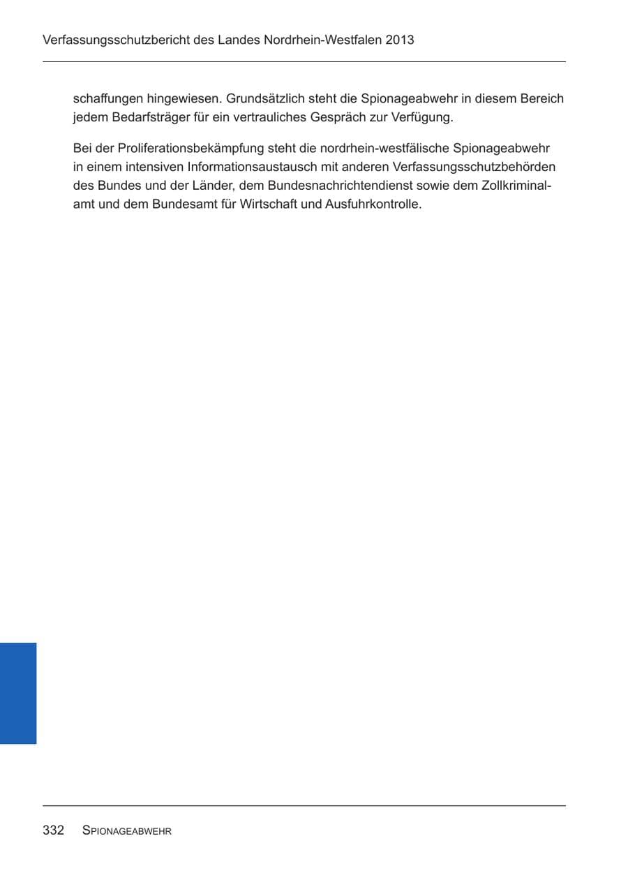 Seite 334 des Verfassungsschutzbericht 2013 Nordrhein-Westfalen