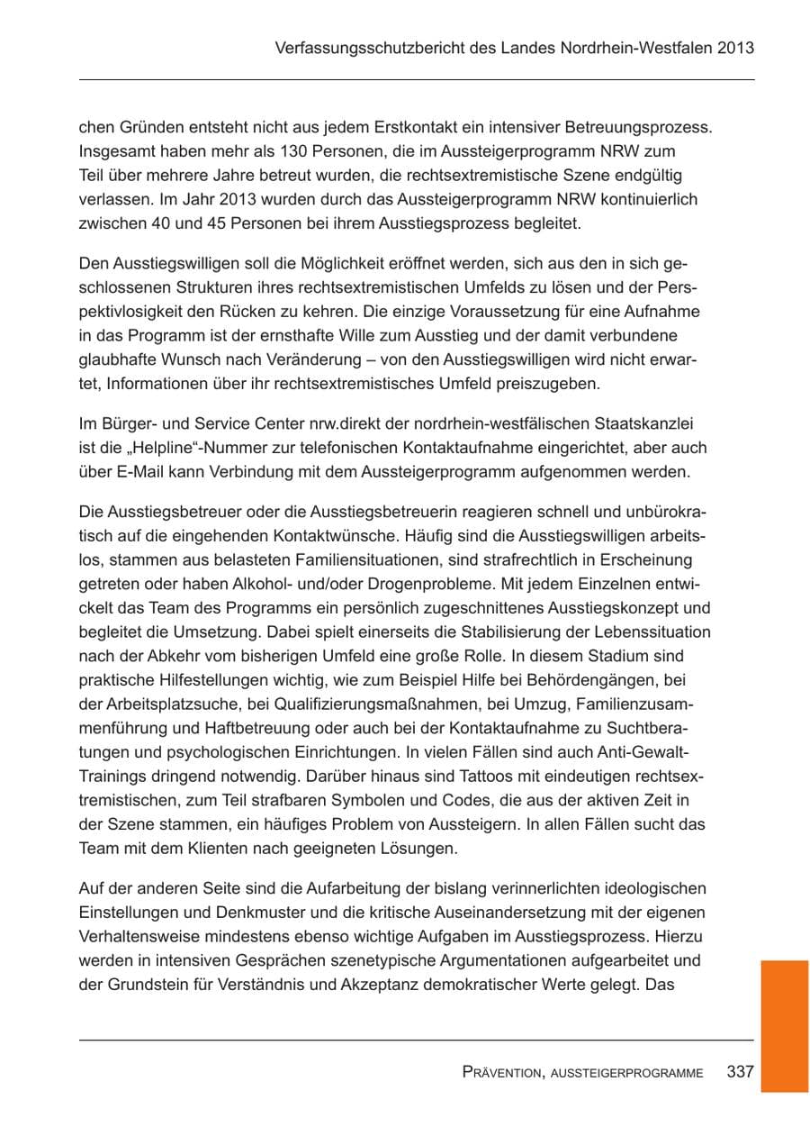 Seite 339 des Verfassungsschutzbericht 2013 Nordrhein-Westfalen