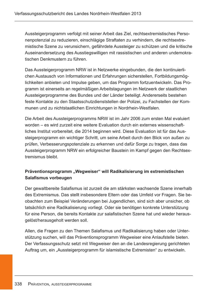 Seite 340 des Verfassungsschutzbericht 2013 Nordrhein-Westfalen