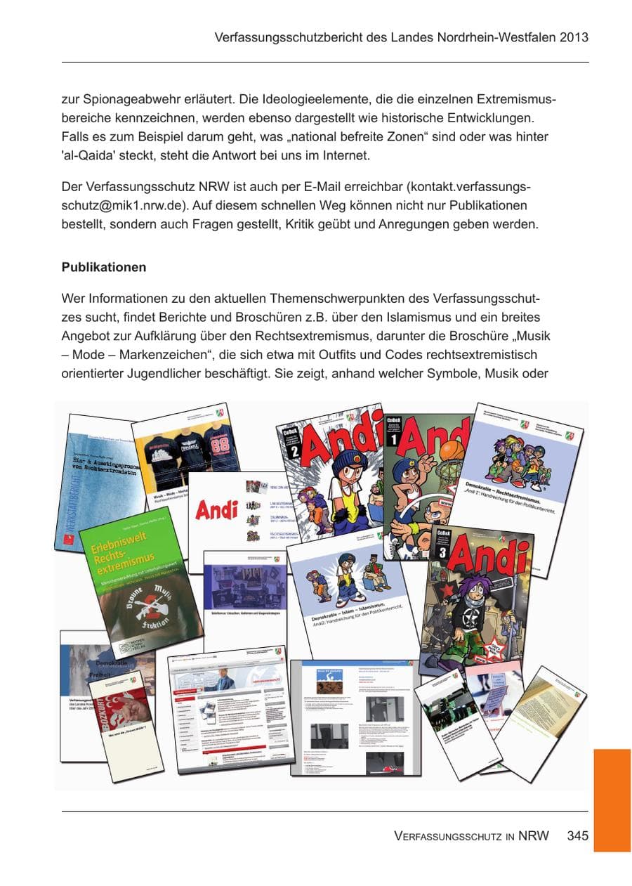 Seite 347 des Verfassungsschutzbericht 2013 Nordrhein-Westfalen