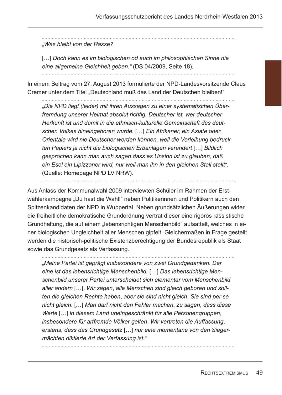 Seite 51 des Verfassungsschutzbericht 2013 Nordrhein-Westfalen
