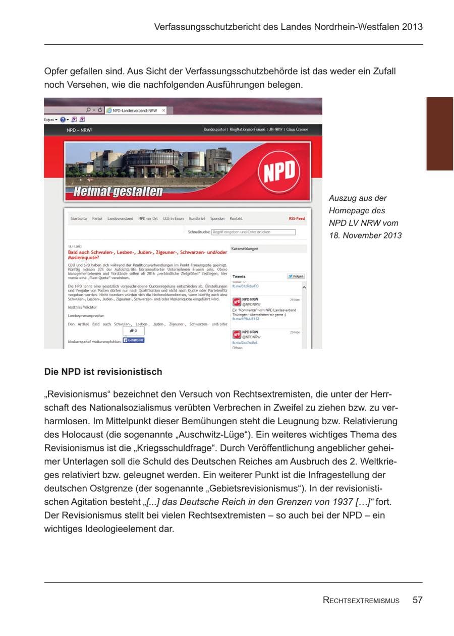 Seite 59 des Verfassungsschutzbericht 2013 Nordrhein-Westfalen