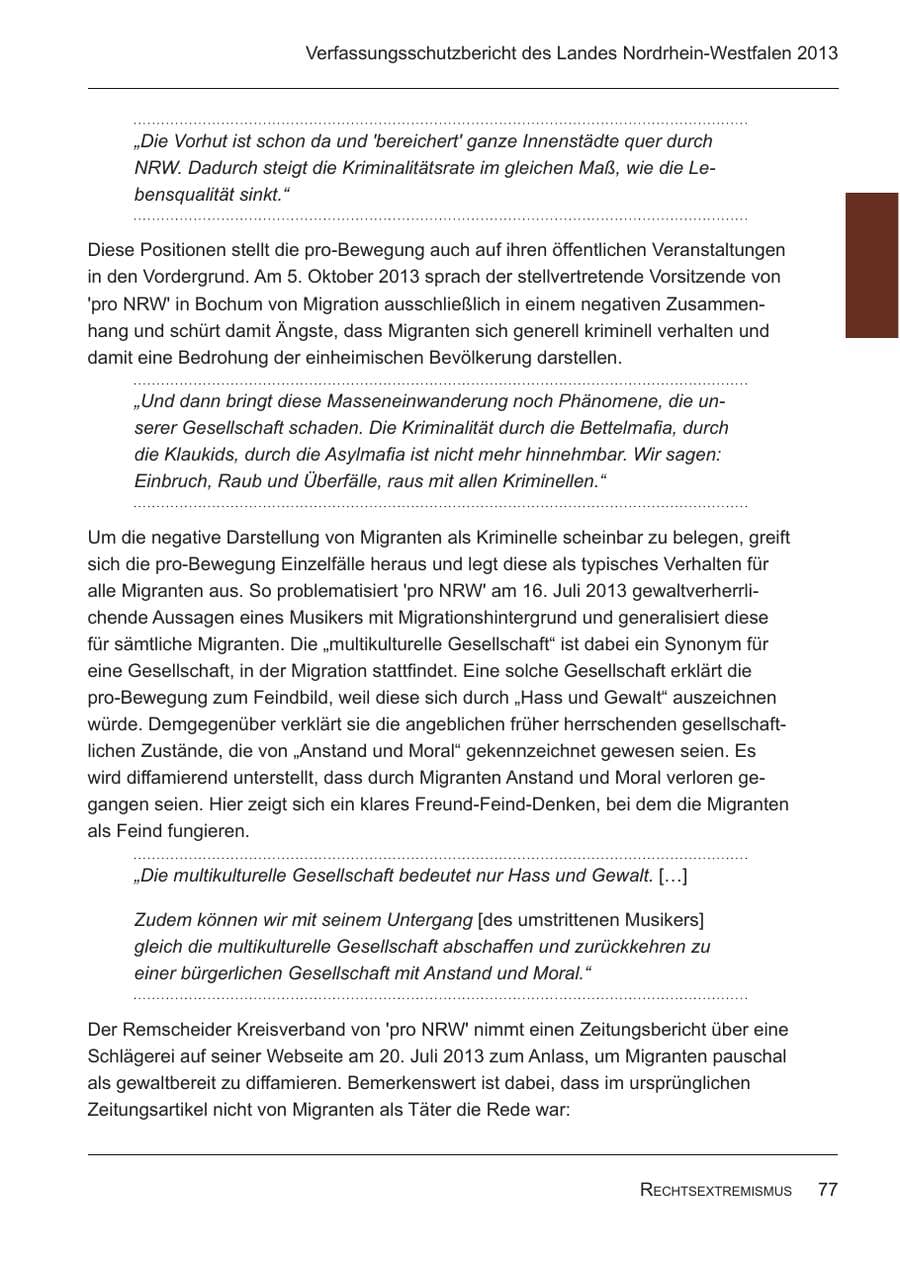 Seite 79 des Verfassungsschutzbericht 2013 Nordrhein-Westfalen