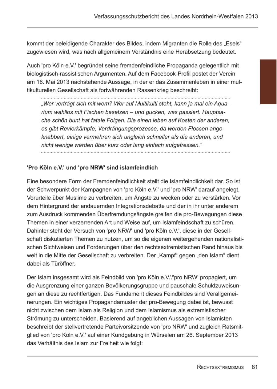 Seite 83 des Verfassungsschutzbericht 2013 Nordrhein-Westfalen