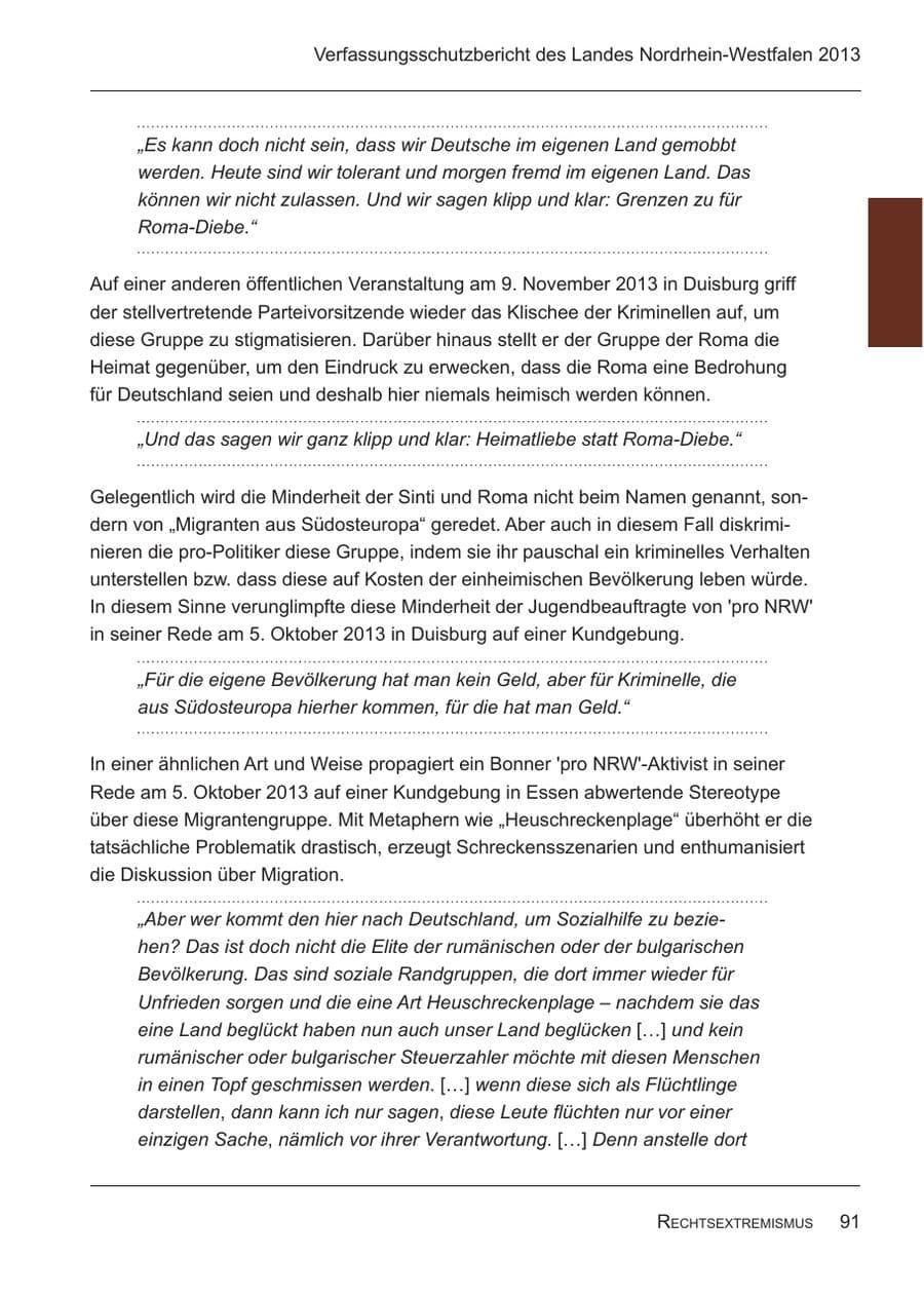 Seite 93 des Verfassungsschutzbericht 2013 Nordrhein-Westfalen
