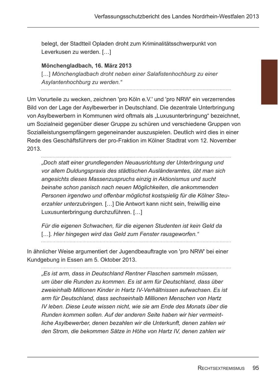 Seite 97 des Verfassungsschutzbericht 2013 Nordrhein-Westfalen