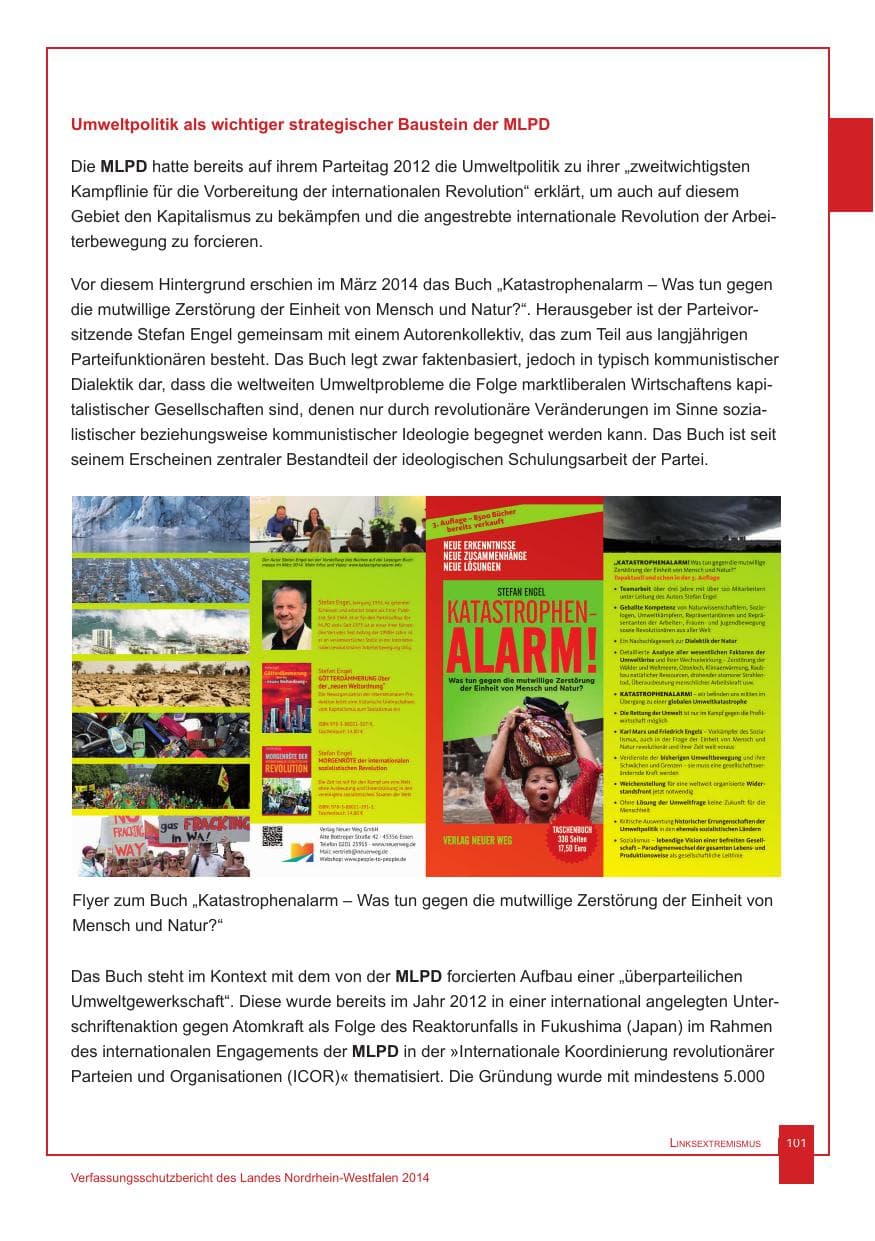 Seite 102 des Verfassungsschutzbericht 2014 Nordrhein-Westfalen