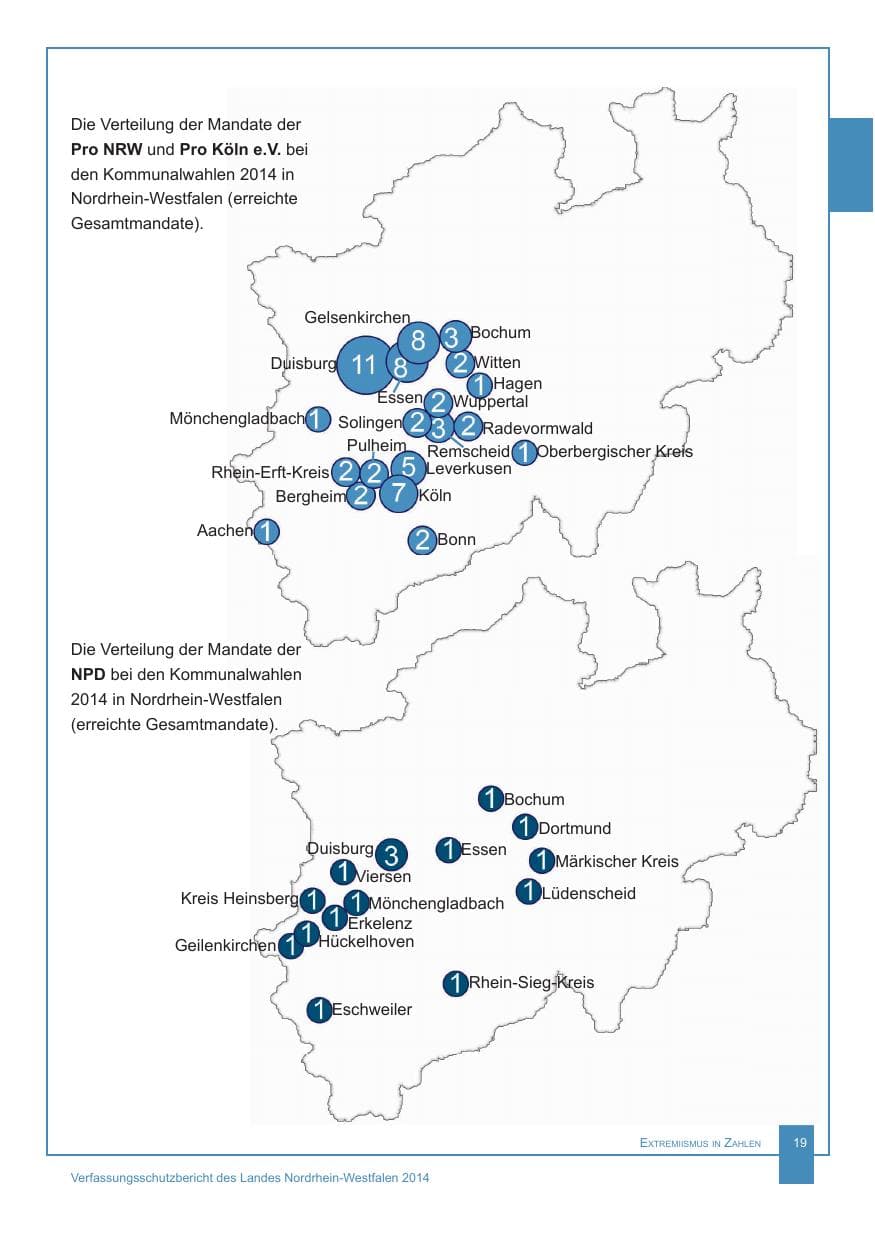 Seite 20 des Verfassungsschutzbericht 2014 Nordrhein-Westfalen