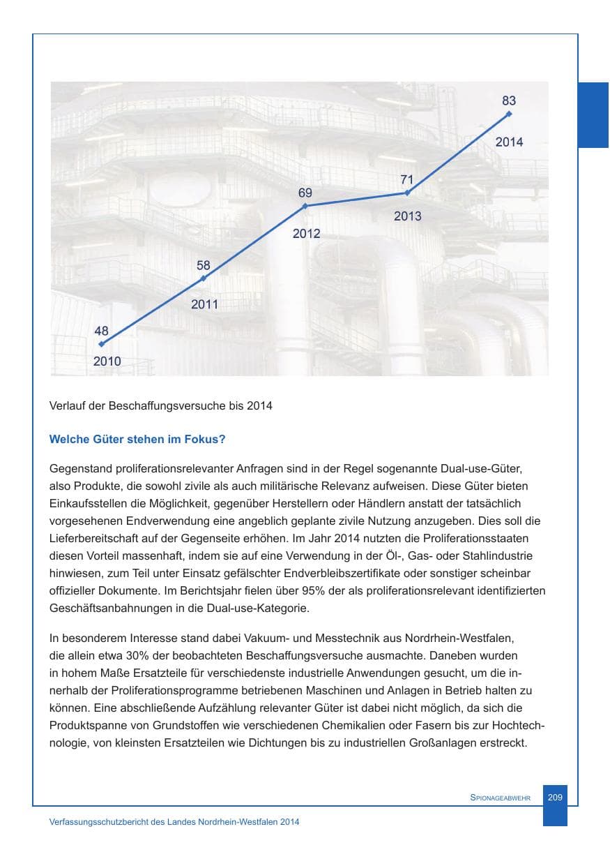 Seite 210 des Verfassungsschutzbericht 2014 Nordrhein-Westfalen