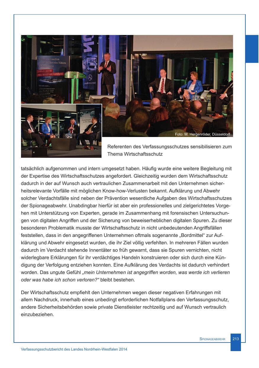 Seite 214 des Verfassungsschutzbericht 2014 Nordrhein-Westfalen