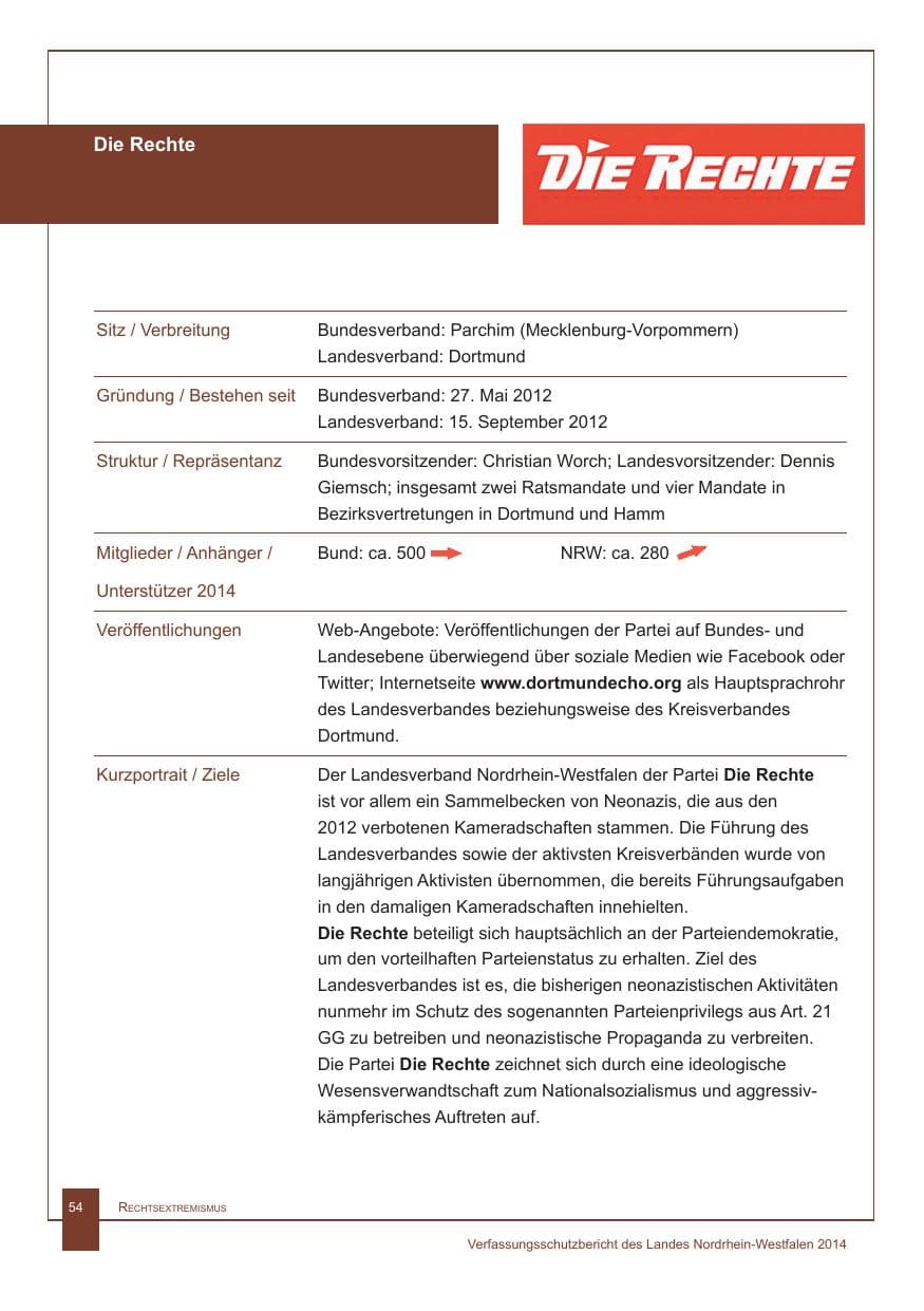 Seite 55 des Verfassungsschutzbericht 2014 Nordrhein-Westfalen