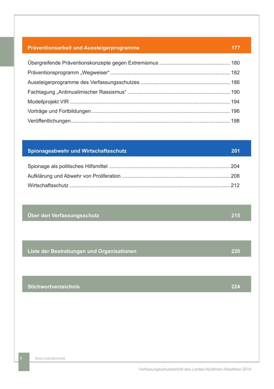 Seite 7 des Verfassungsschutzbericht 2014 Nordrhein-Westfalen