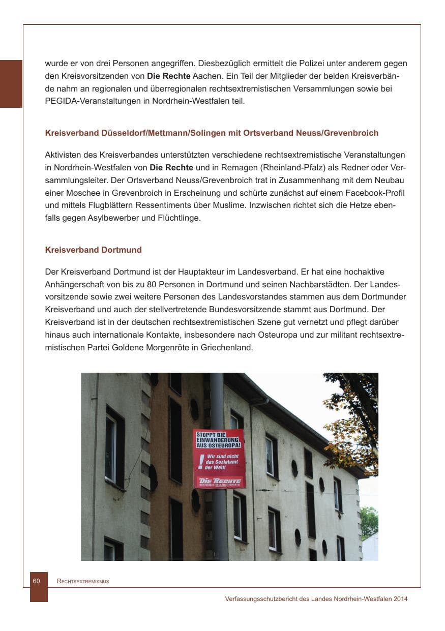 Seite 61 des Verfassungsschutzbericht 2014 Nordrhein-Westfalen