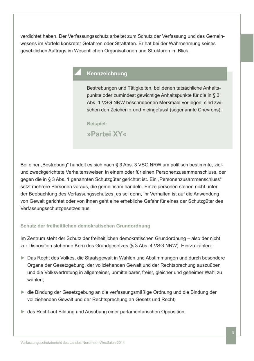 Seite 10 des Verfassungsschutzbericht 2014 Nordrhein-Westfalen