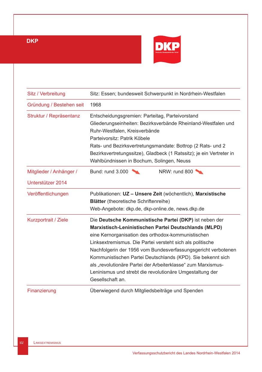 Seite 93 des Verfassungsschutzbericht 2014 Nordrhein-Westfalen