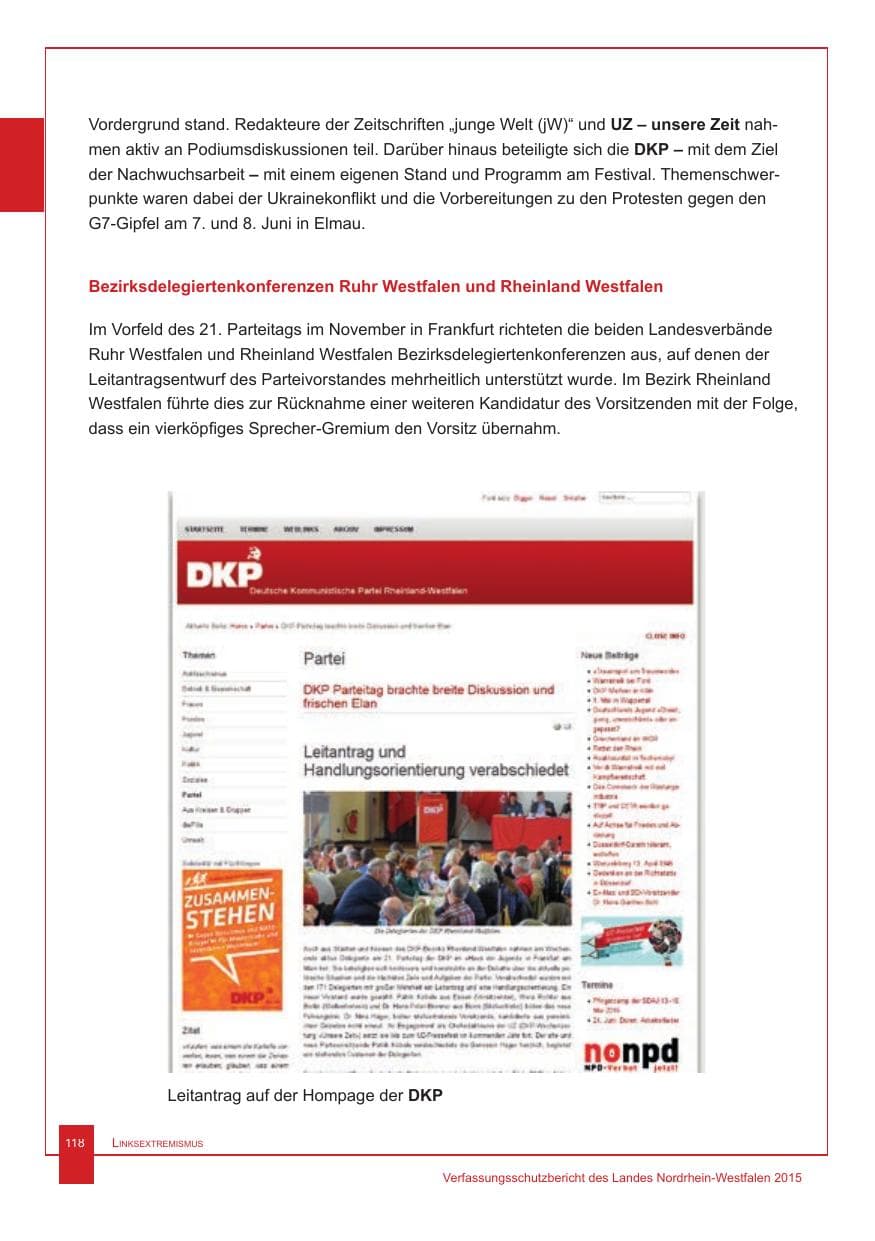 Seite 119 des Verfassungsschutzbericht 2015 Nordrhein-Westfalen