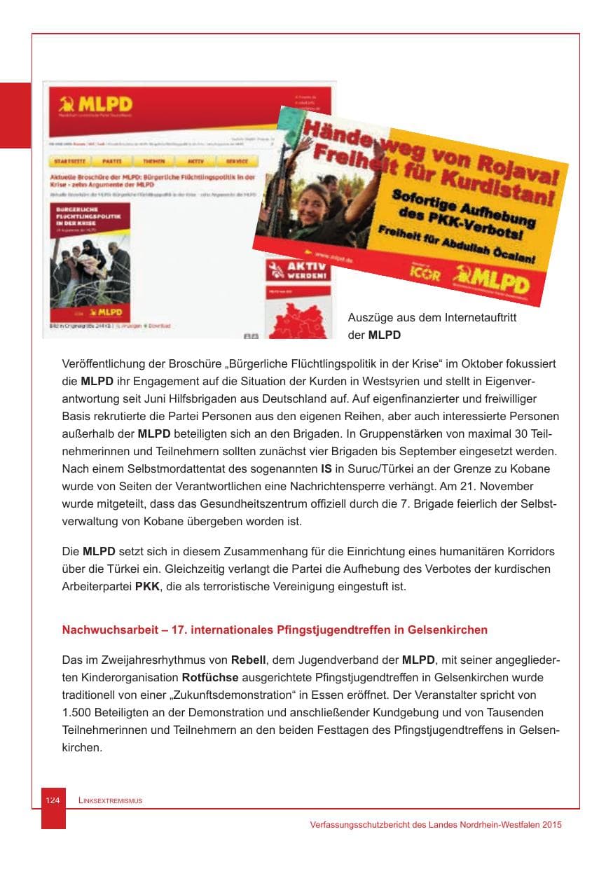 Seite 125 des Verfassungsschutzbericht 2015 Nordrhein-Westfalen