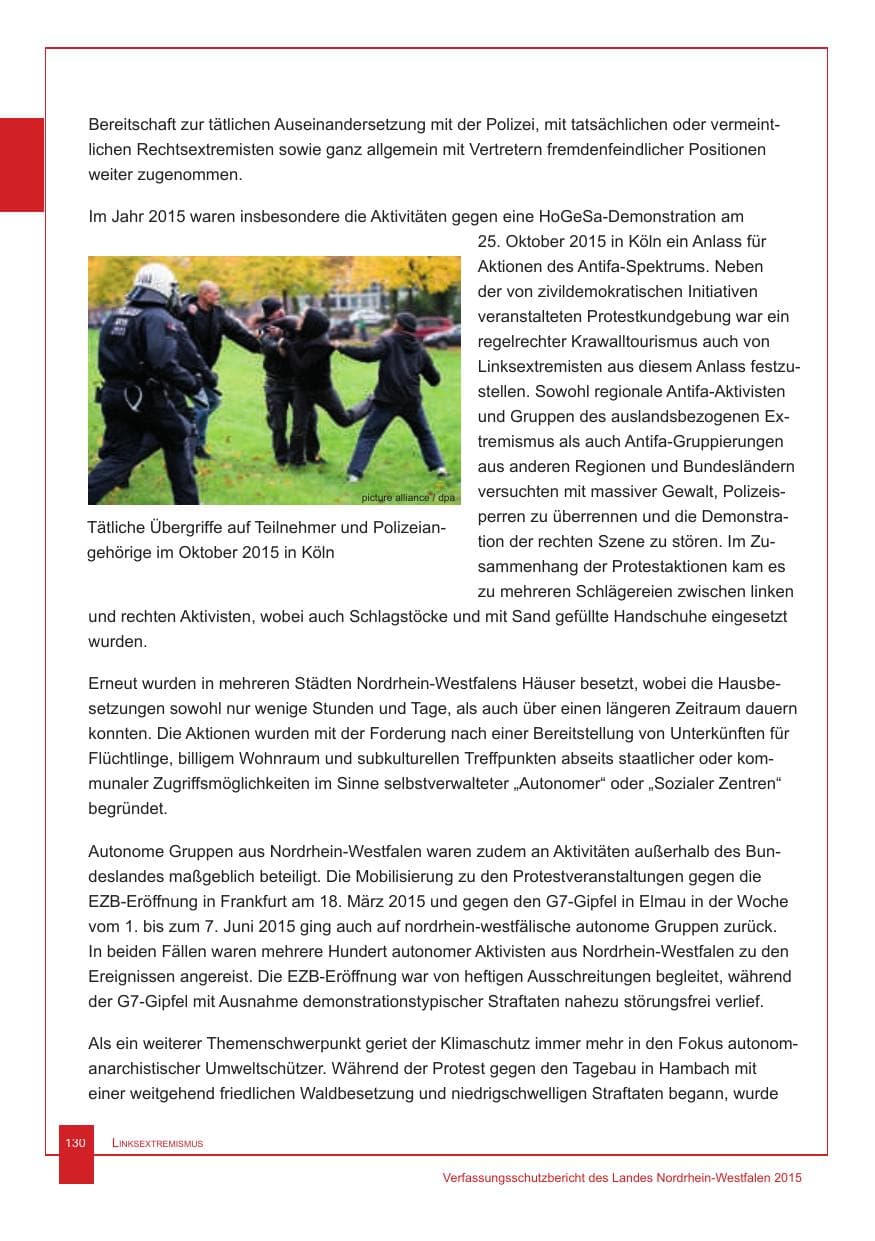 Seite 131 des Verfassungsschutzbericht 2015 Nordrhein-Westfalen