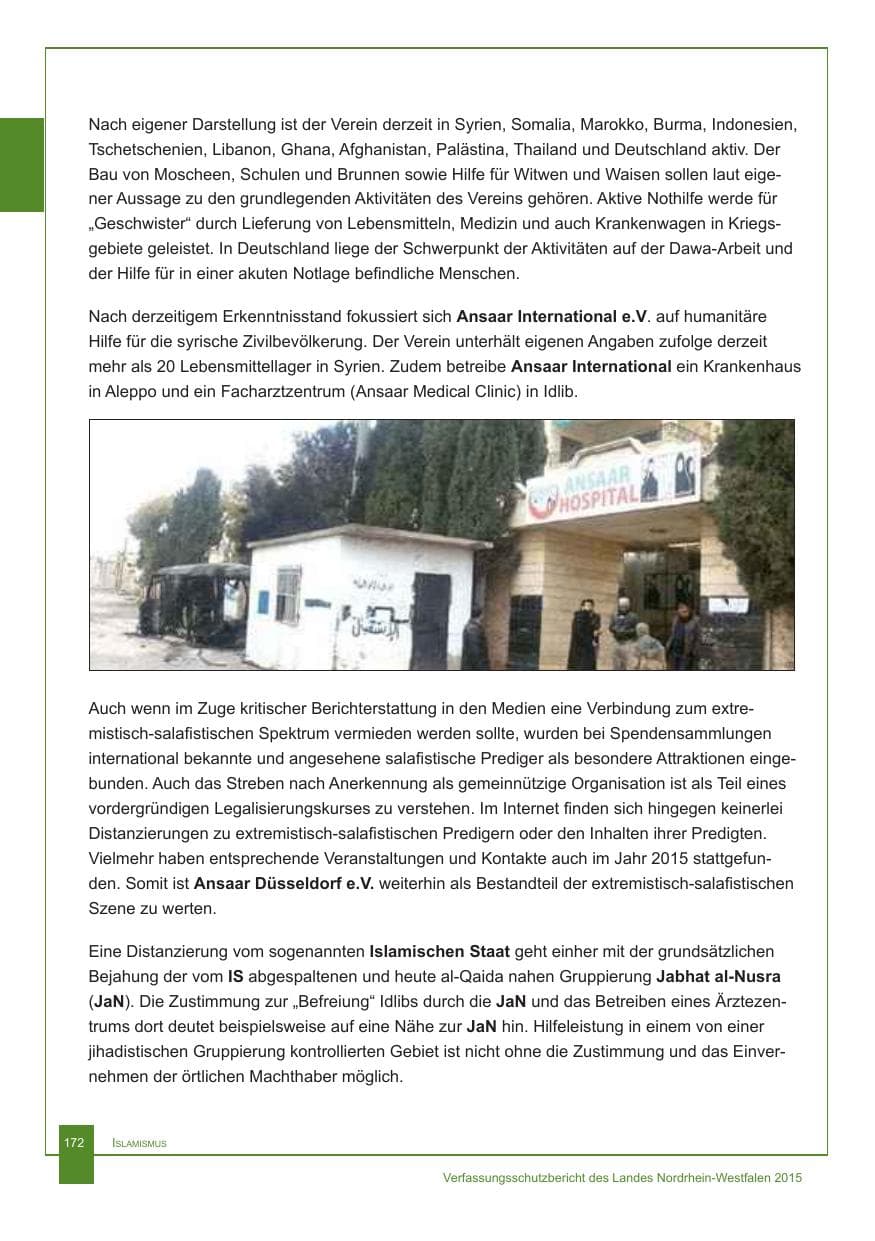Seite 173 des Verfassungsschutzbericht 2015 Nordrhein-Westfalen