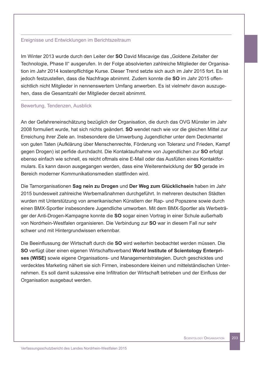 Seite 204 des Verfassungsschutzbericht 2015 Nordrhein-Westfalen