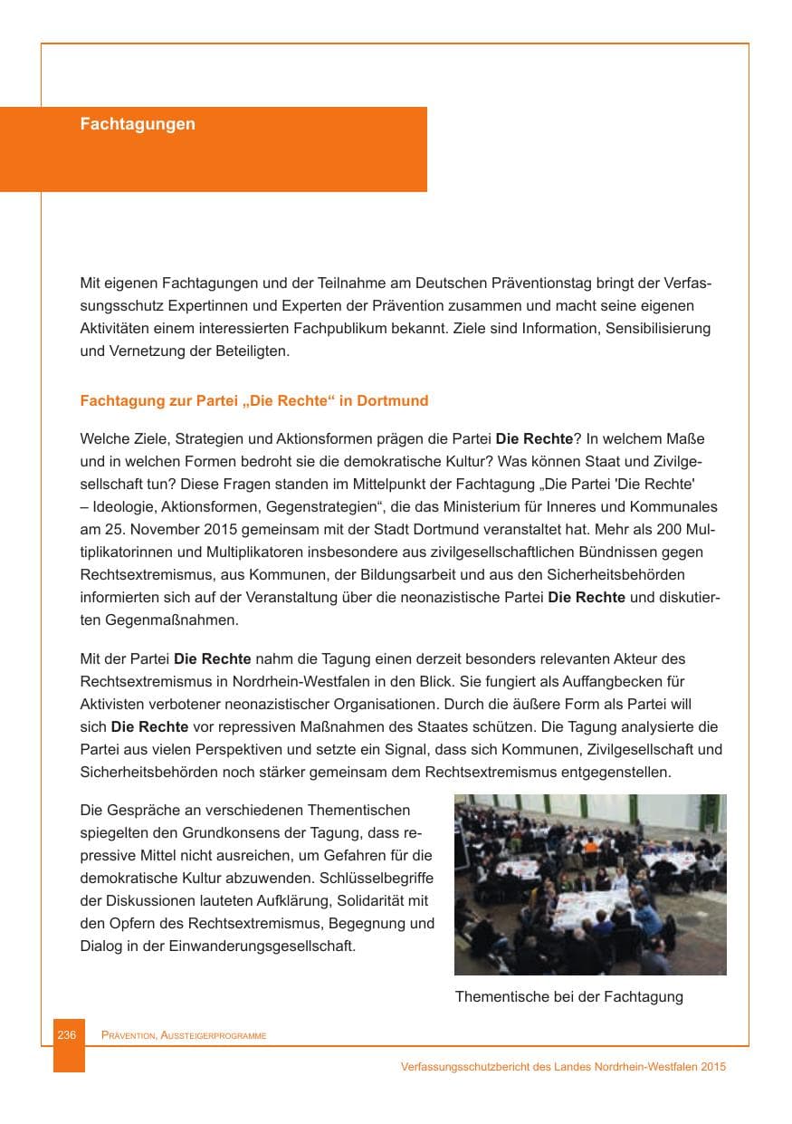 Seite 237 des Verfassungsschutzbericht 2015 Nordrhein-Westfalen