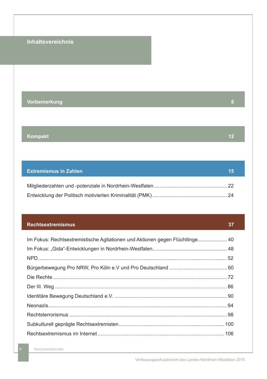 Seite 5 des Verfassungsschutzbericht 2015 Nordrhein-Westfalen