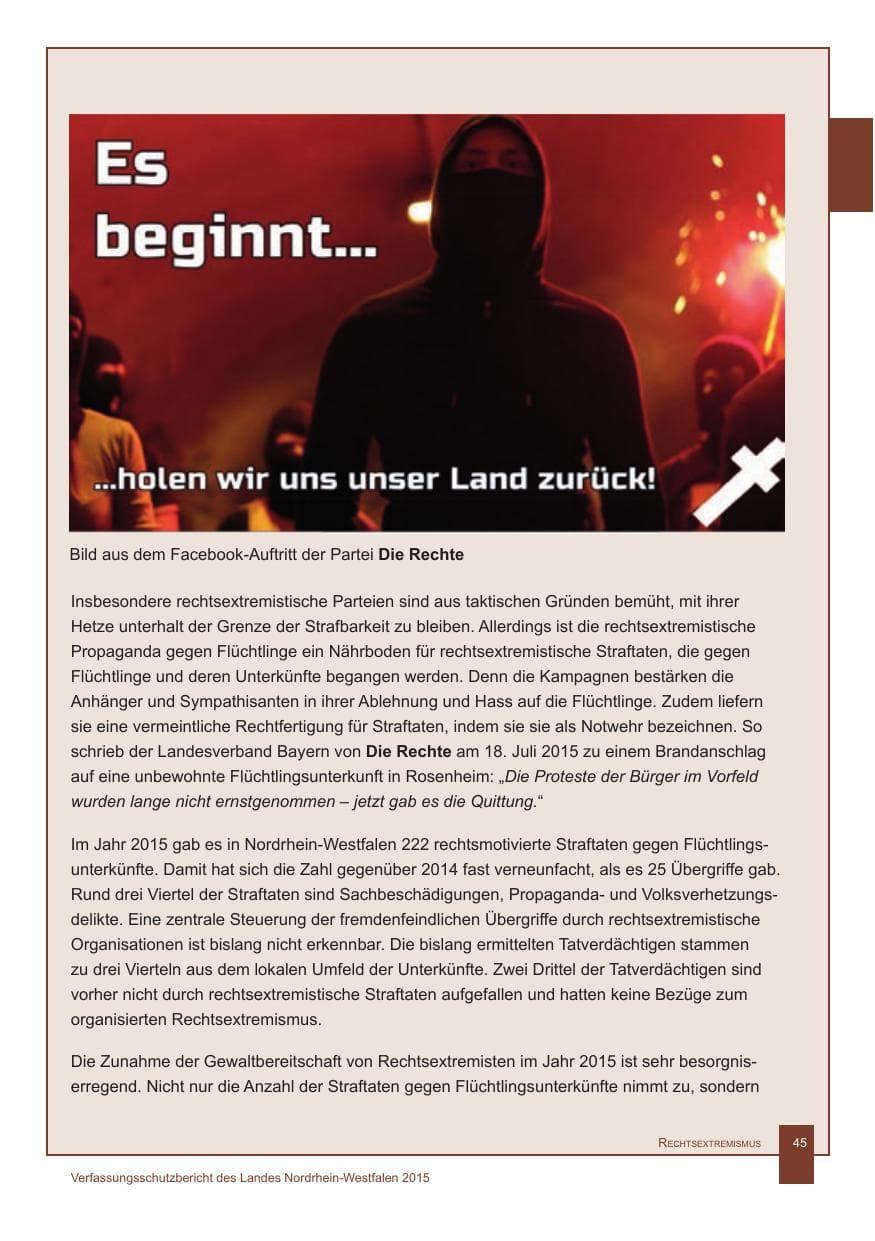 Seite 46 des Verfassungsschutzbericht 2015 Nordrhein-Westfalen